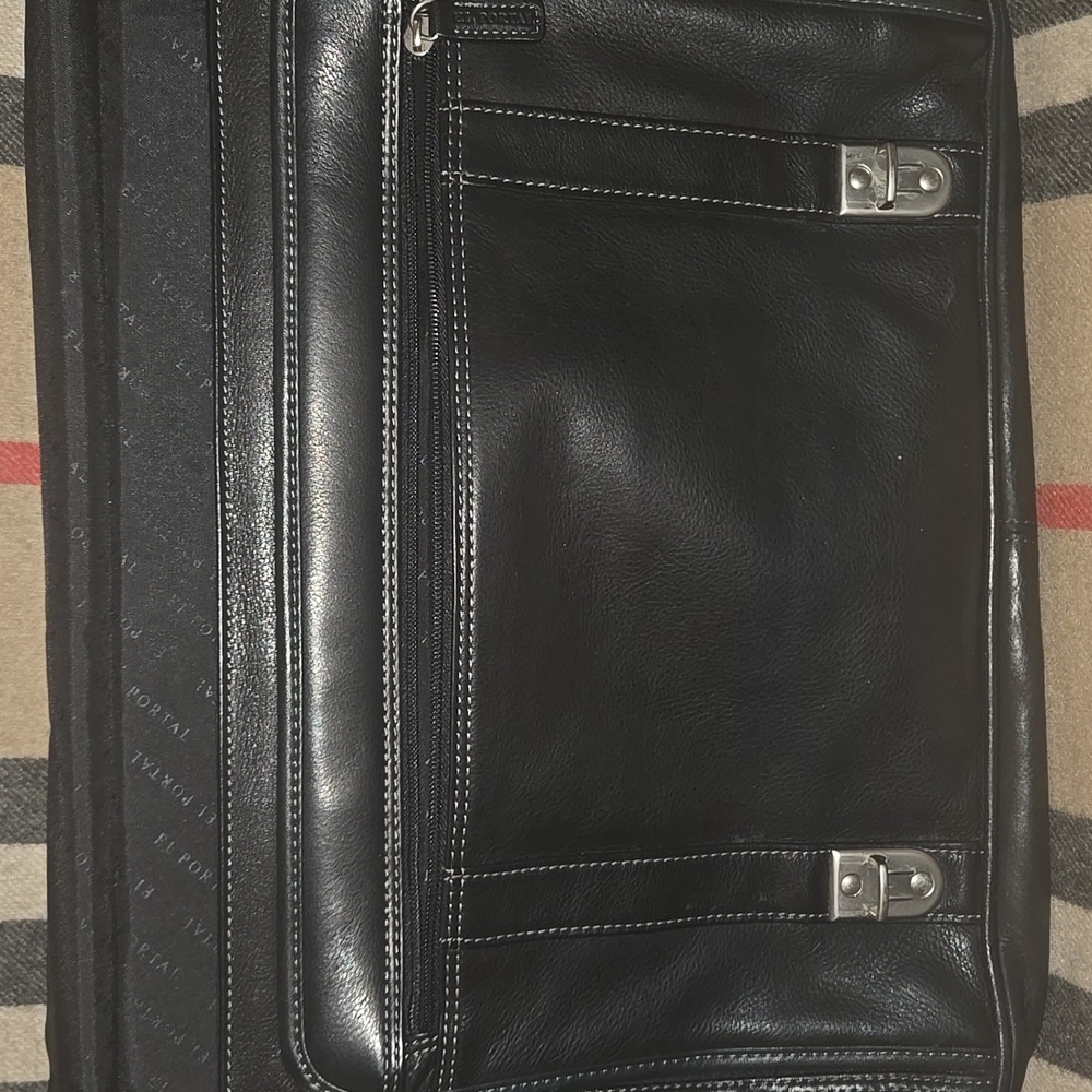 Vintage El Portal Black  Leather Breifcase Messenger Bag - Picture 3 of 11